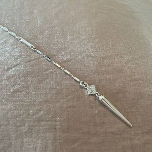 Stella & Dot BIANCA 2-IN-1 LARIAT NECKLACE SILVER SPIKE PENDANT